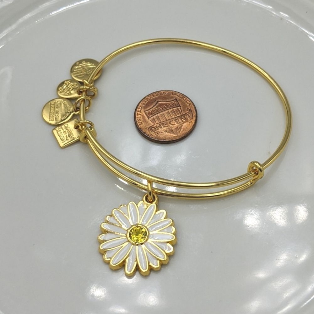 Alex and Ani Shiny Gold Daisy Charity Bracelet